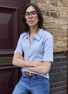 Ivy Organic Rib Zip Collar Top via Baukjen