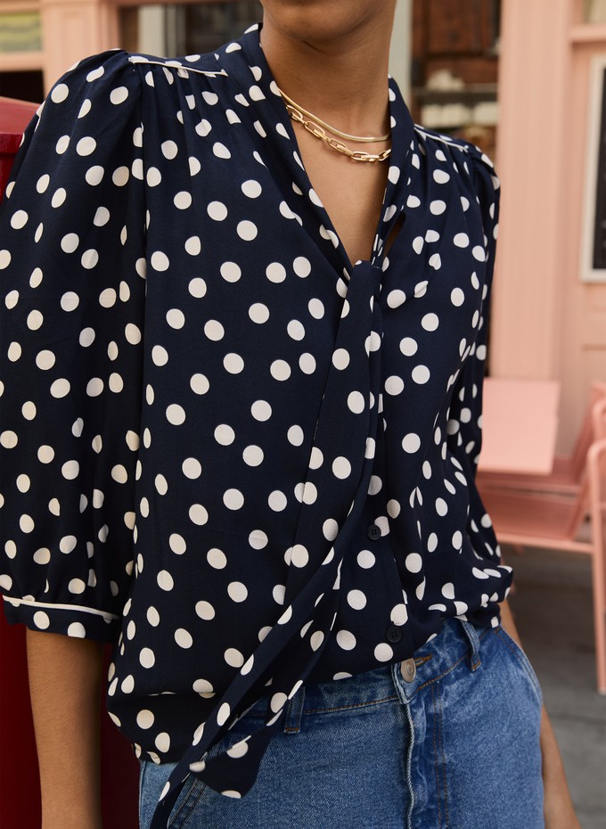 Amalie Printed Tie Neck Blouse from Baukjen