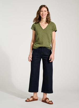 Baukjen Organic Denim Wide Crop Pocket Front Jeans from Baukjen