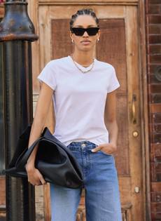 Kiana Organic Cotton V-Neck Slim Tee via Baukjen