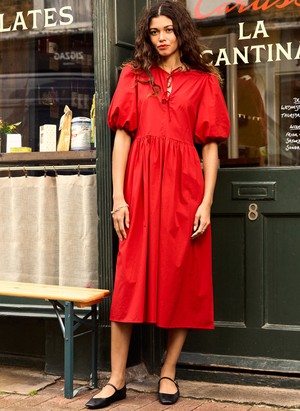 Rose Organic Cotton Tie Midi Dress from Baukjen Rose Organic Cotton Tie Midi Dress from Baukjen