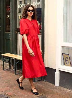 Rose Organic Cotton Tie Midi Dress from Baukjen Rose Organic Cotton Tie Midi Dress from Baukjen