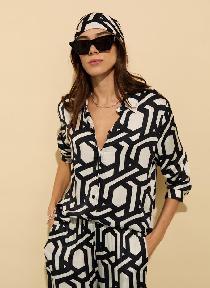 Ashlyn Printed Satin Shirt from Baukjen