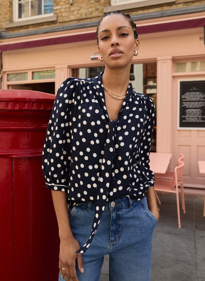Amalie Printed Tie Neck Blouse from Baukjen