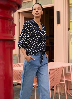 Amalie Printed Tie Neck Blouse from Baukjen