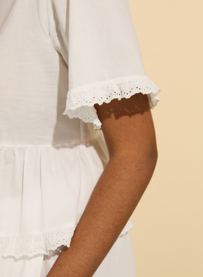 Emma Organic Cotton Broderie Detail Pyjama Top from Baukjen