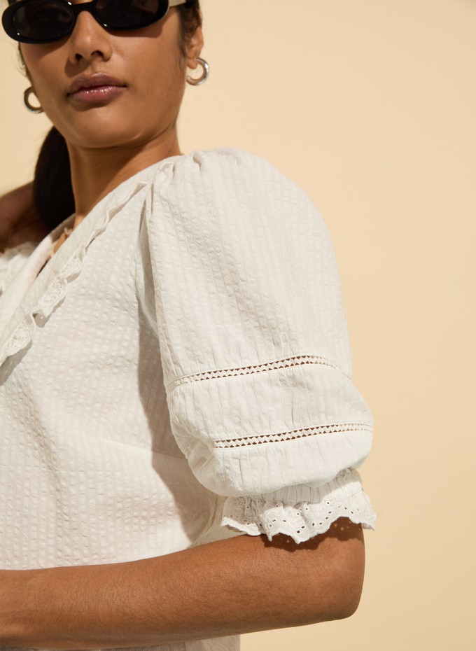 Marti Organic Cotton Broderie Detail Blouse from Baukjen