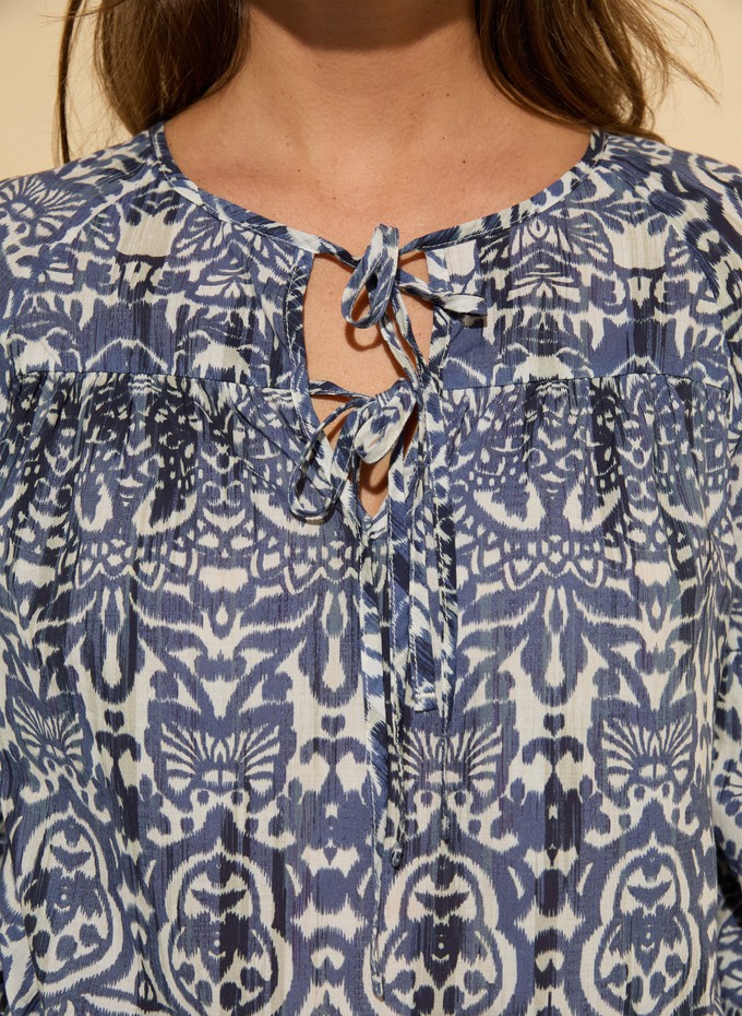Stephanie Organic Cotton Tie Neck Blouse from Baukjen