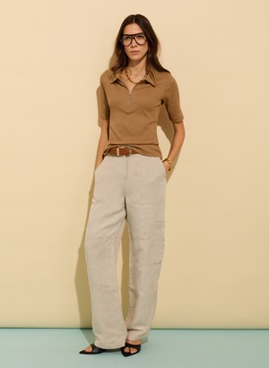 Ivy Organic Rib Zip Collar Top from Baukjen