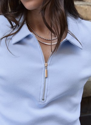 Ivy Organic Rib Zip Collar Top from Baukjen