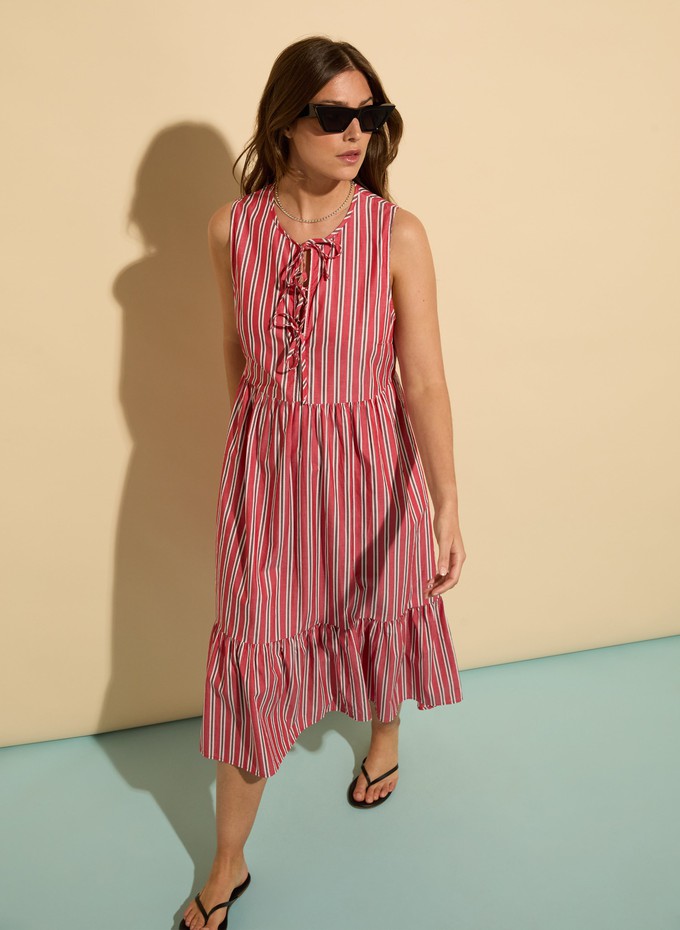 Devi Organic Cotton Tie Midi Dress from Baukjen