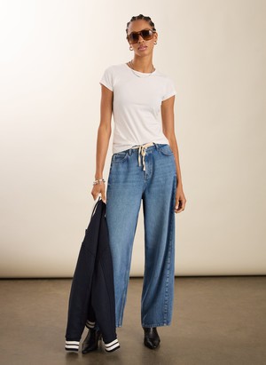 Petite Leonor Tie Front Wide Leg Jeans from Baukjen