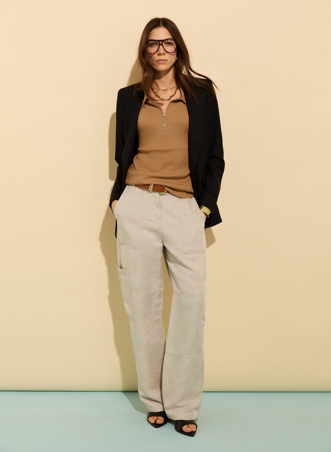 Ivy Organic Rib Zip Collar Top from Baukjen
