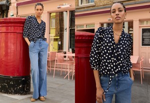 Amalie Printed Tie Neck Blouse from Baukjen