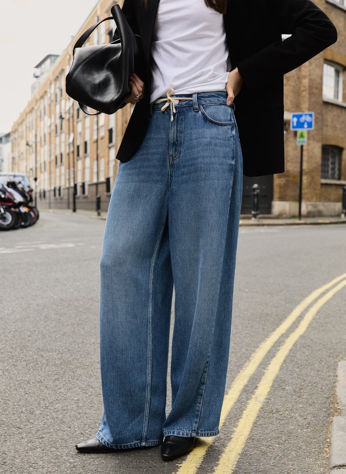 Petite Leonor Tie Front Wide Leg Jeans from Baukjen