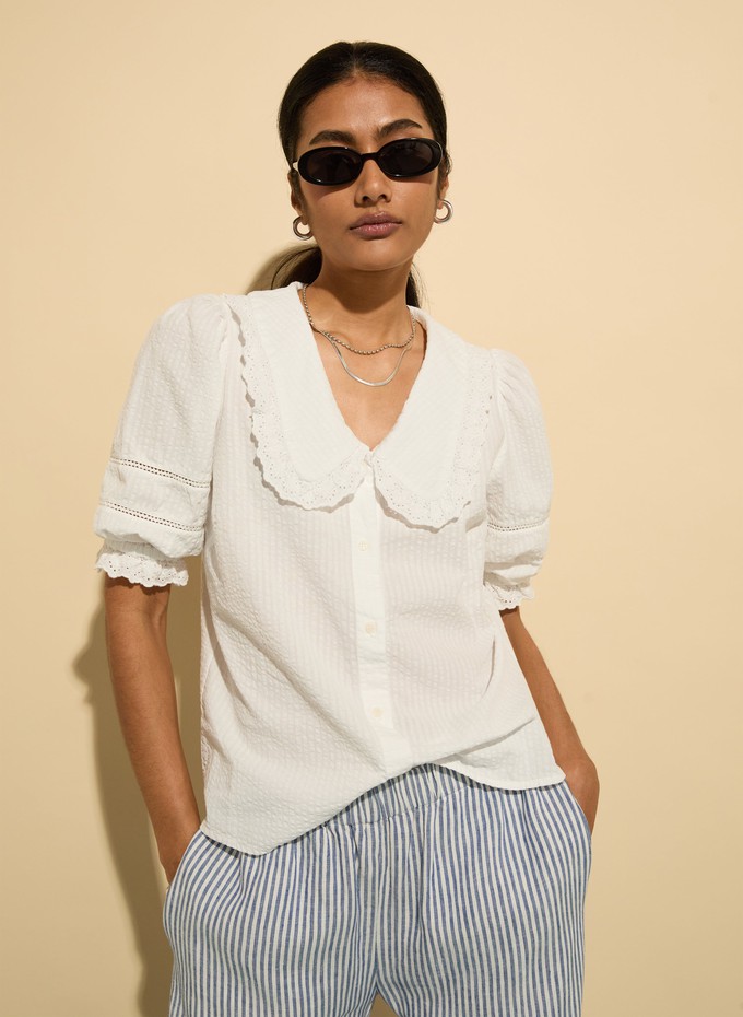 Marti Organic Cotton Broderie Detail Blouse from Baukjen