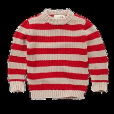 Skylar Sweater // KIDS // Biologisch Katoen // Strepen Latte Red van Be Kind