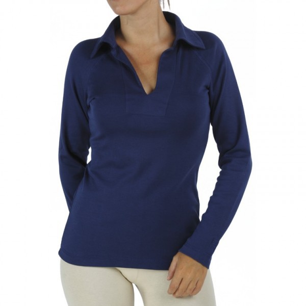 Long Sleeve Polo Top in Organic Pima from B.e Quality