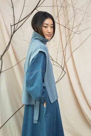 Kanon Recycled Wool Knitted Vest in Sky Blue Marl from Beaumont Organic