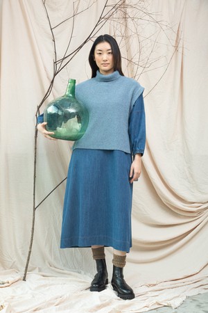 Kanon Recycled Wool Knitted Vest in Sky Blue Marl from Beaumont Organic