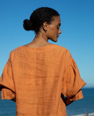 Lexi-May Linen Blouse In Sunset Orange from Beaumont Organic