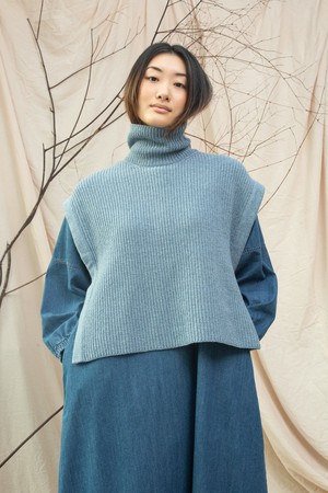 Kanon Recycled Wool Knitted Vest in Sky Blue Marl from Beaumont Organic