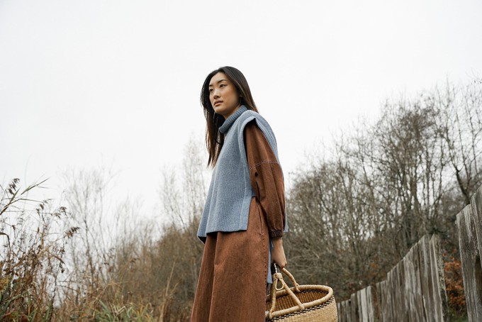 Kanon Recycled Wool Knitted Vest in Sky Blue Marl from Beaumont Organic