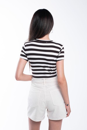 Ribbed Striped Crop T-Shirt from Bee & Alpaca