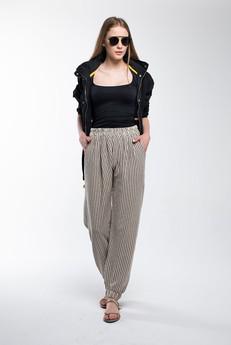 Striped Linen Pants with Elastic Legs via Bee & Alpaca