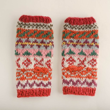 Ulla Fair Isle Finglerless Knitted Mittens from BIBICO