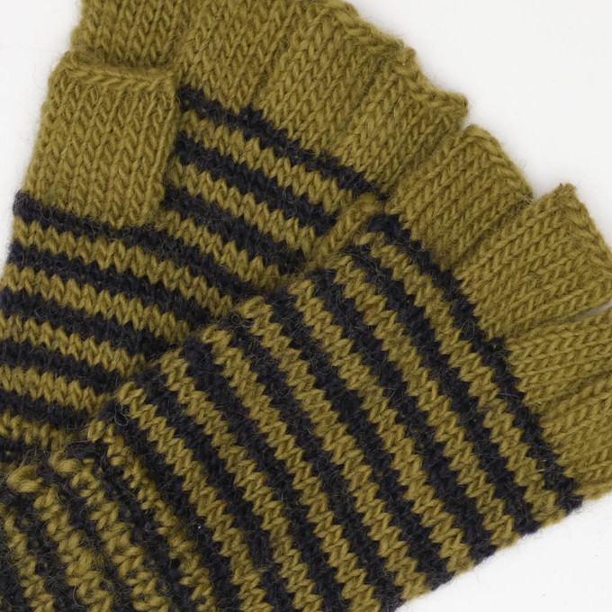 Striped Hand knitted Wool Mittens from BIBICO