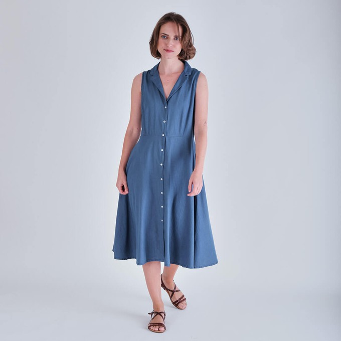 Aubrey Sleeveless Denim Shirt Dress from BIBICO