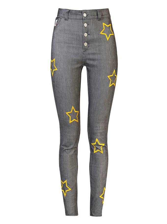 Starstruck Embroidered Skinny Jeans, Upcycled Denim, in Grey from blondegonerogue