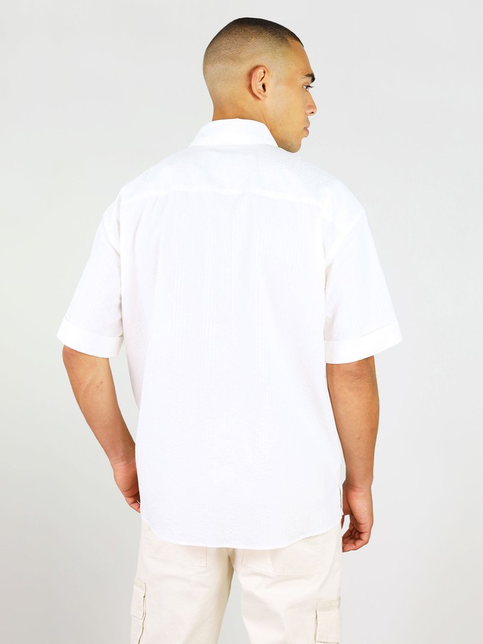 Ocean Drive Mens Relaxed Linen Shirt, Upcycled Linen, in White from blondegonerogue