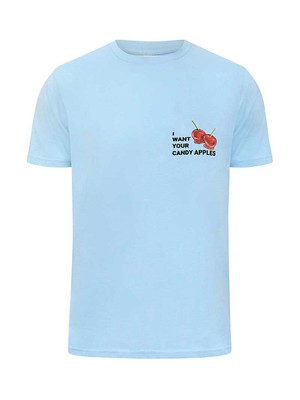 Candy Apples Mens Tee, Organic Cotton, in Light Blue from blondegonerogue
