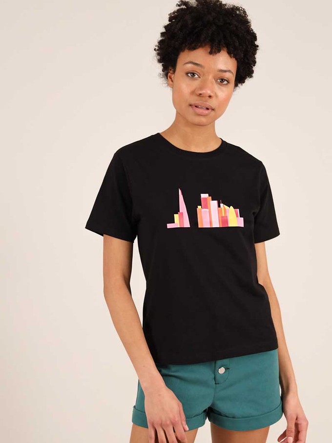 London Skyline Tee, Organic Cotton, in Black from blondegonerogue