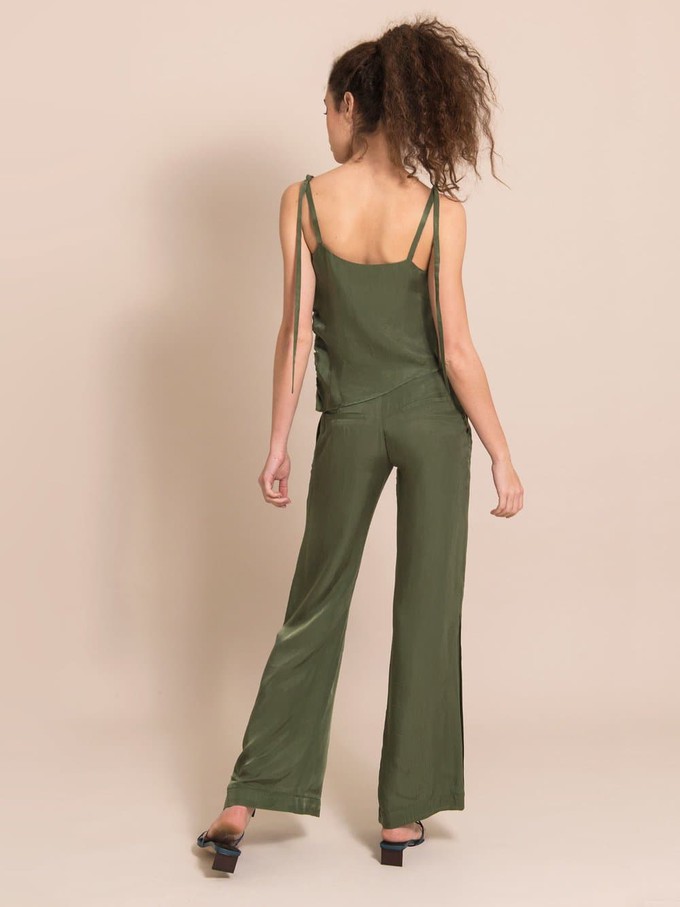 Flared Cupro Trousers, Cupro, in Green from blondegonerogue