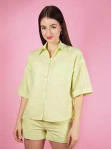 Ocean Drive Boxy Shirt, Upcycled Cotton, in Light Green via blondegonerogue