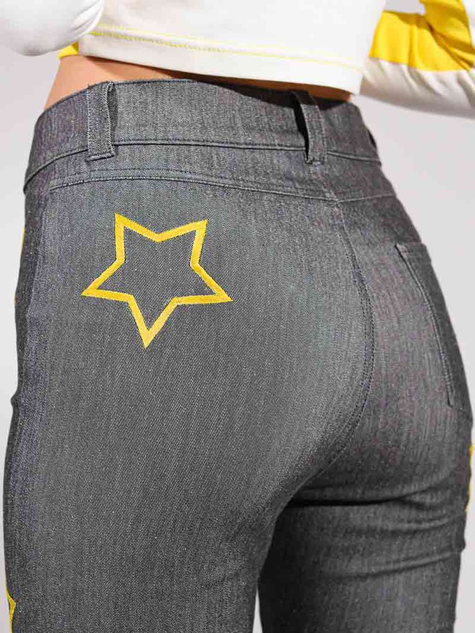 Starstruck Embroidered Skinny Jeans, Upcycled Denim, in Grey from blondegonerogue