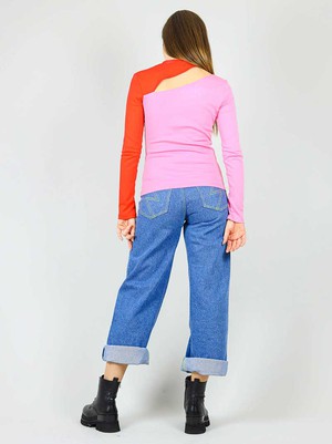 Vanity Slit Top, BCI Cotton, in Pink & Red from blondegonerogue