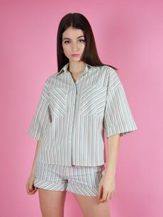 Ocean Drive Boxy Shirt, Upcycled Cotton, in Colourful Stripes via blondegonerogue