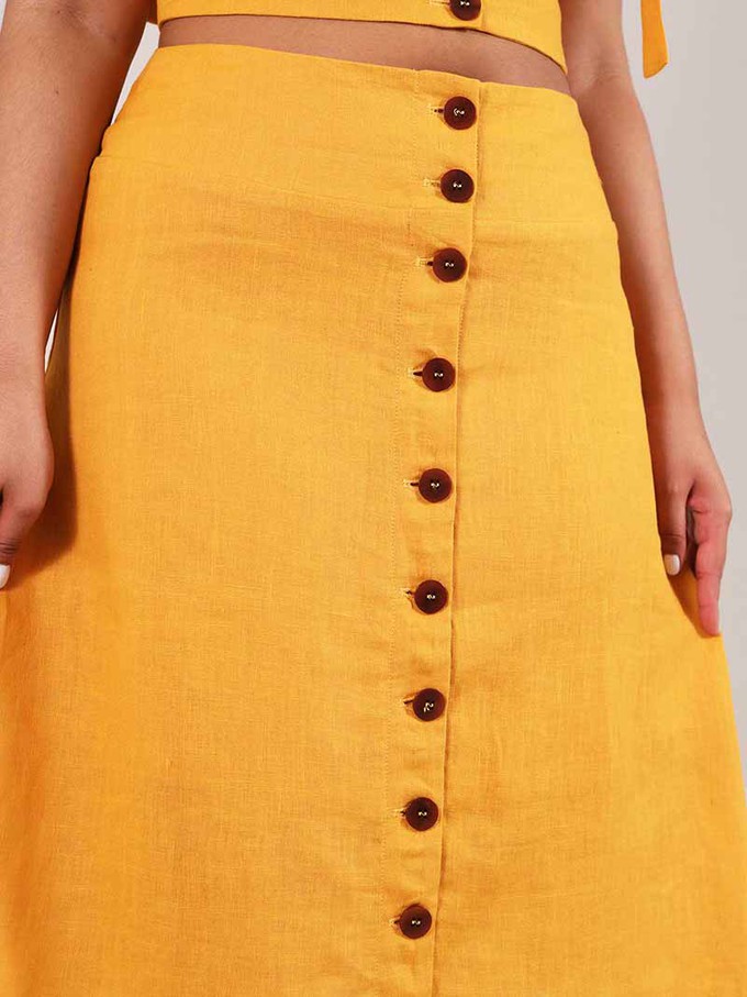 Linen Midi Skirt, Upcycled Linen, in Yellow from blondegonerogue