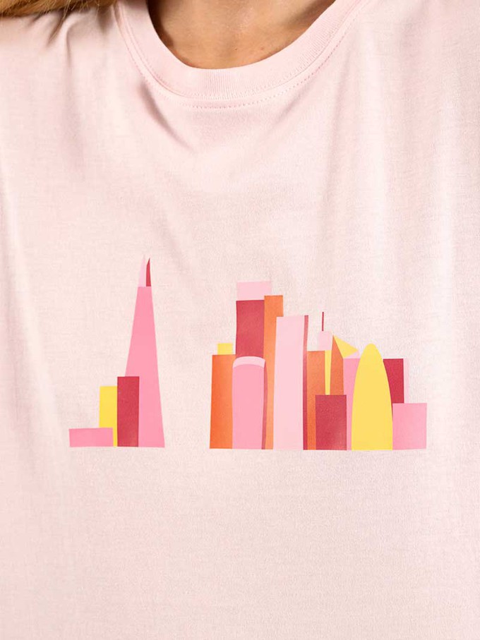 London Skyline Tee, Organic Cotton, in Pink from blondegonerogue