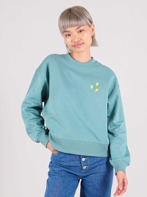 Flash Embroidered Sweatshirt, Organic Cotton, in Turquoise Green from blondegonerogue