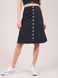 Linen Midi Skirt, Upcycled Linen, in Navy via blondegonerogue