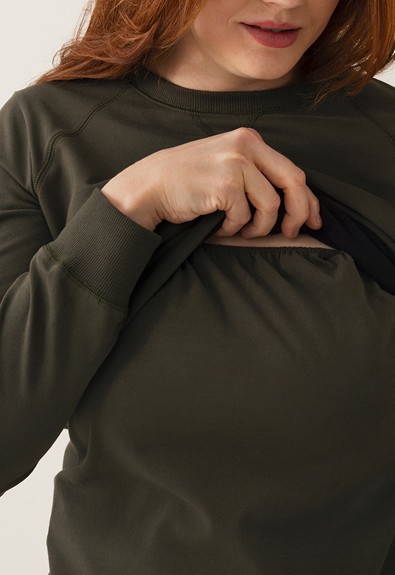 Fleece lined maternity sweatshirt with nursing access from Boob Design
