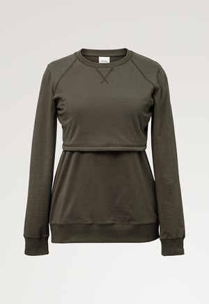 Fleece lined maternity sweatshirt with nursing access from Boob Design