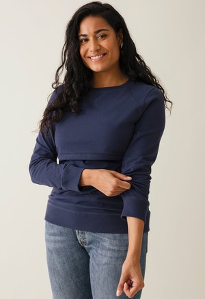 Fleece lined maternity sweatshirt with nursing access - Navy from Boob Design
