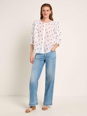 Blouse met embroidery - off white monkey from Brand Mission