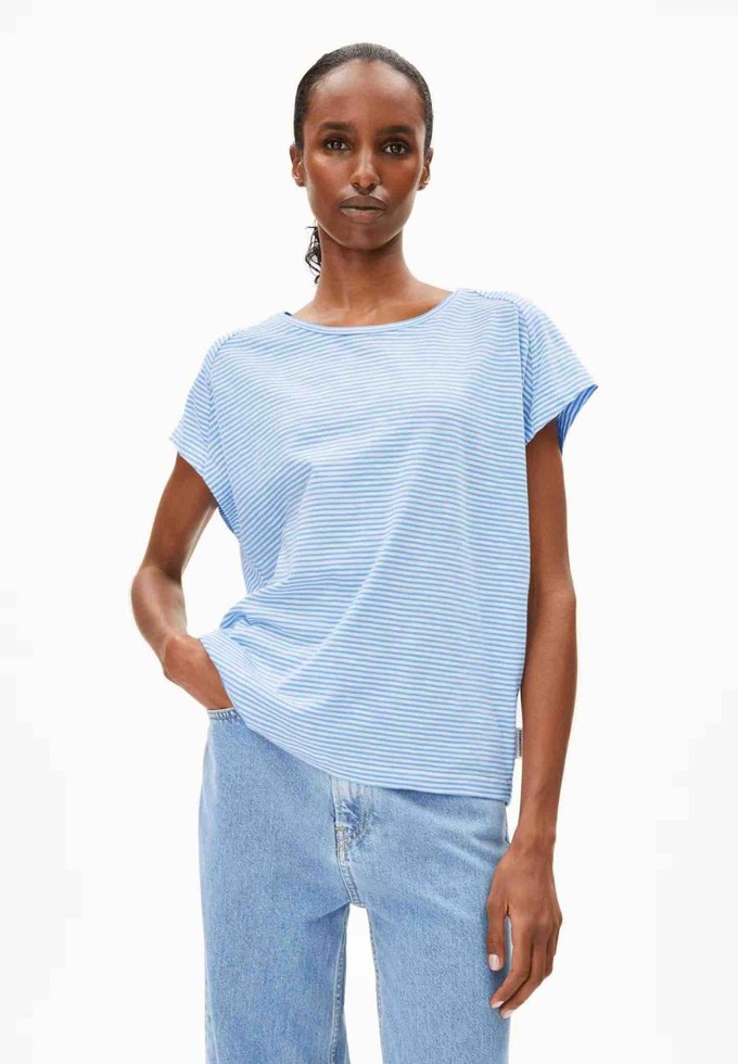 Oneliaa lovely stripes - oatmilk silky blue from Brand Mission